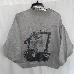Vintage Mixed Blues Raccoon Animal Nature Graphic Sweatshirt 90s